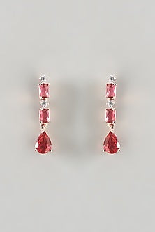 Rose Gold Finish Zircon & Synthetic Ruby Necklace Set