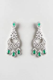 White Finish Emerald & Zircon Necklace Set