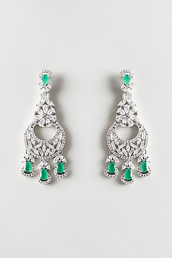 White Finish Emerald & Zircon Necklace Set
