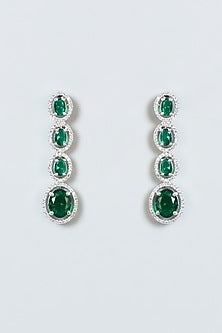 White Finish Zircon & Green Stone Choker Necklace Set