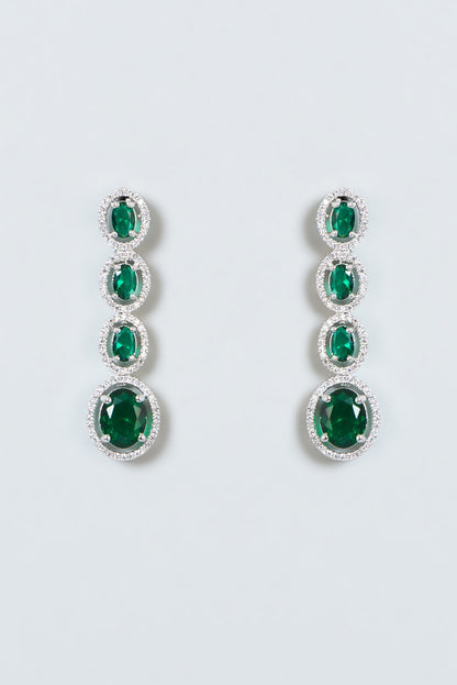 White Finish Zircon & Green Stone Choker Necklace Set