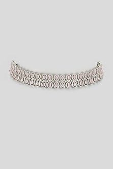 White Finish Zircon Choker Necklace