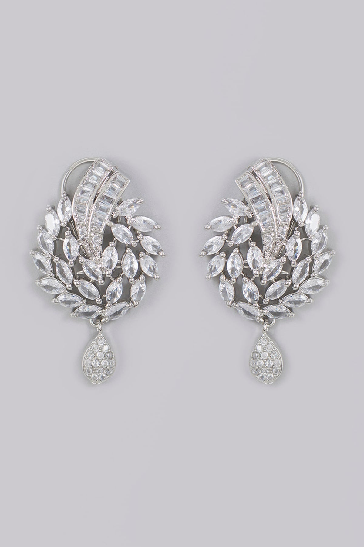 White Finish Zircon Dangler Earrings
