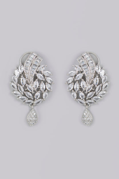 White Finish Zircon Dangler Earrings