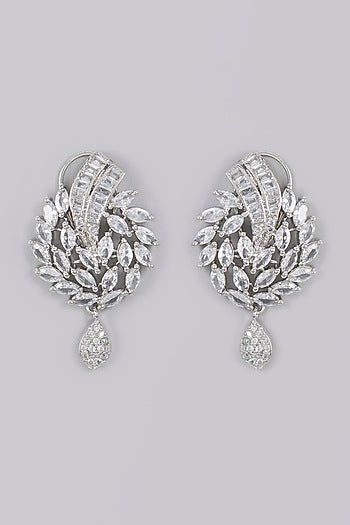 White Finish Zircon Dangler Earrings