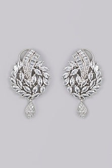 White Finish Zircon Dangler Earrings