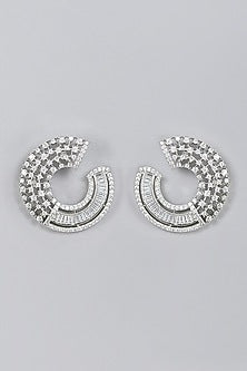 White Finish Zircon Stud Earrings