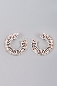 Rose Gold Finish Zircon Stud Earrings