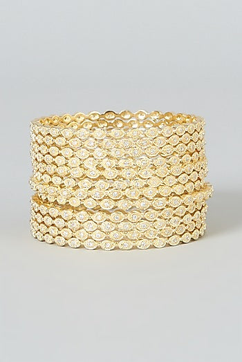 Gold Finish Zircon Bangles (Set of 12)