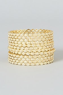 Gold Finish Zircon Bangles (Set of 12)