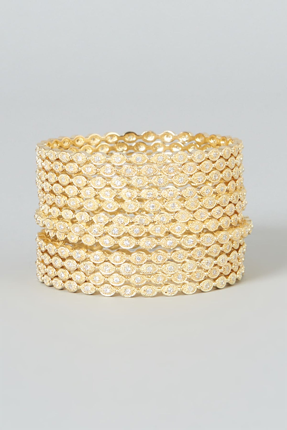 Gold Finish Zircon Bangles (Set of 12)