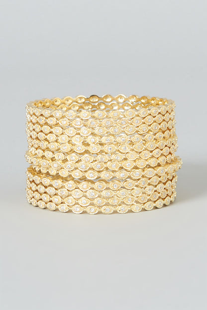 Gold Finish Zircon Bangles (Set of 12)