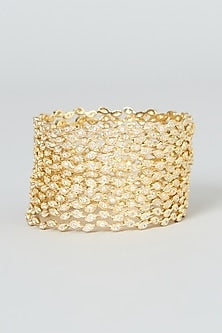 Gold Finish Bangles With Zircons (Set of 12)