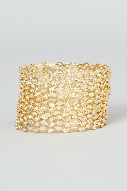Gold Finish Bangles With Zircons (Set of 12)