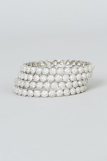 White Finish Zircon Bangles (Set of 4)