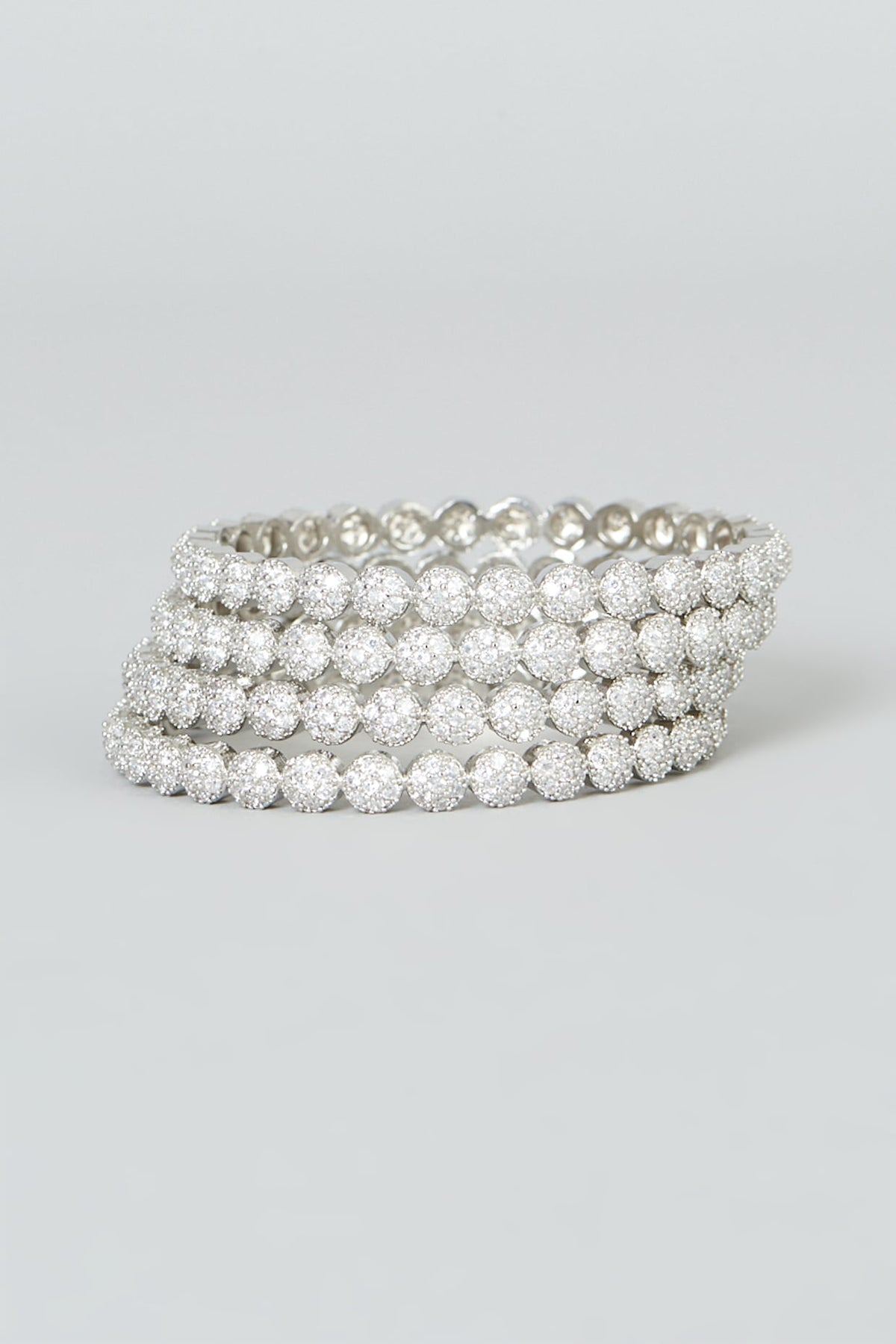White Finish Zircon Bangles (Set of 4)