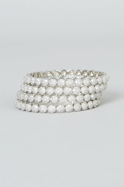 White Finish Zircon Bangles (Set of 4)