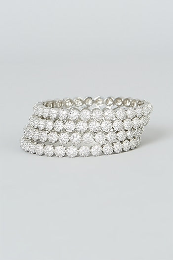 White Finish Zircon Bangles (Set of 4)