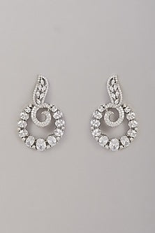 White Finish Zircon Dangler Earrings