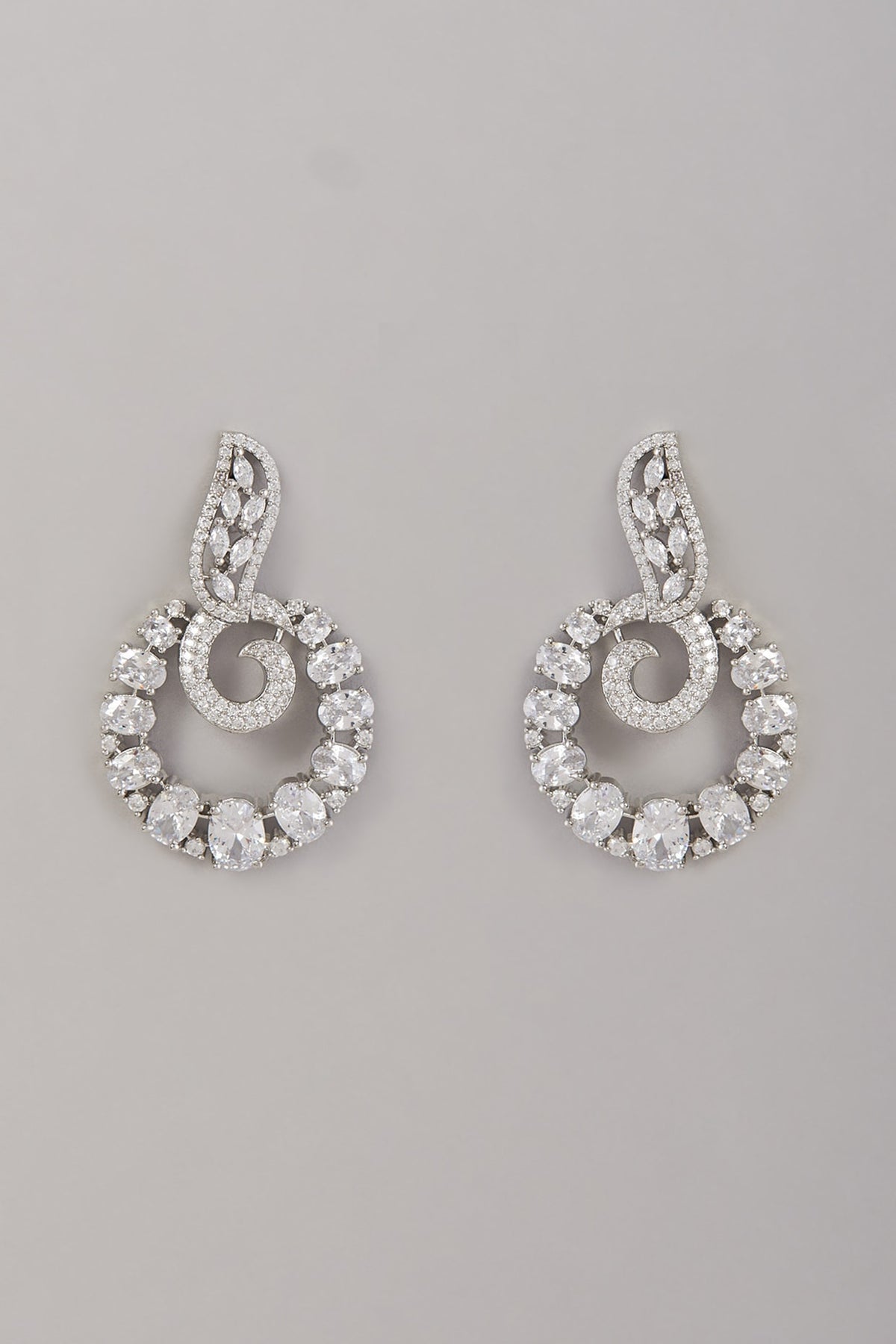 White Finish Zircon Dangler Earrings