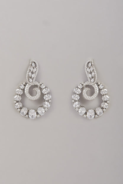 White Finish Zircon Dangler Earrings