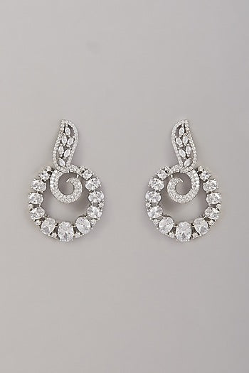 White Finish Zircon Dangler Earrings