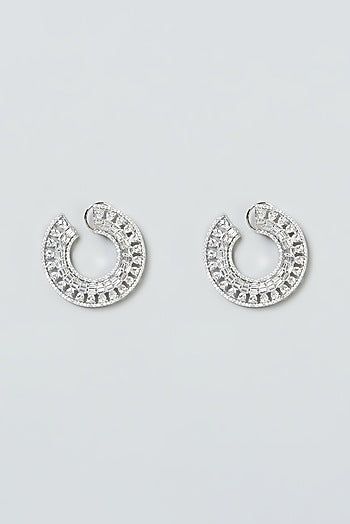White Finish Zircon Stud Earrings