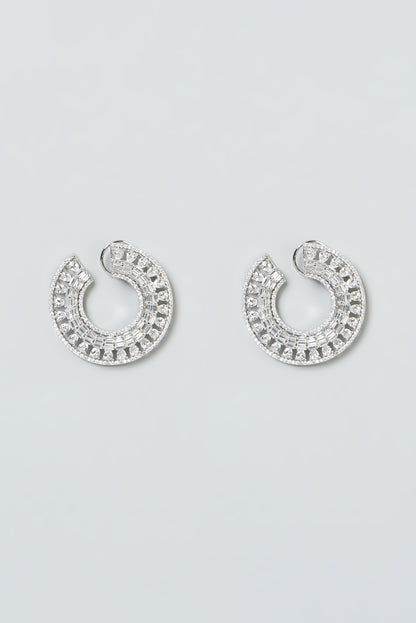 White Finish Zircon Stud Earrings