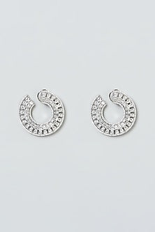 White Finish Zircon Stud Earrings