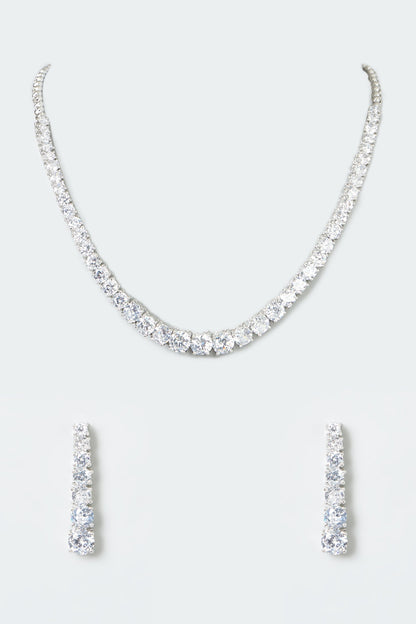 White Finish Zircon Necklace Set