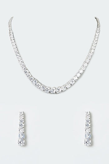 White Finish Zircon Necklace Set