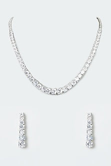 White Finish Zircon Necklace Set