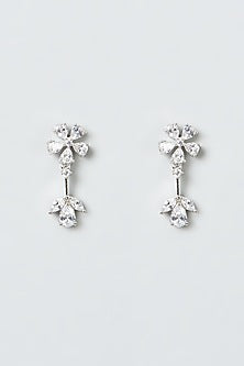 White Finish Necklace Set With Zircons