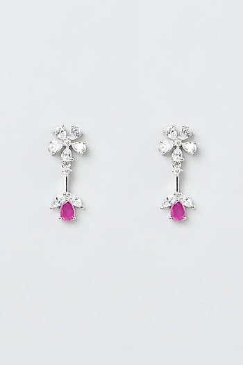 White Finish Zircon & Pink Stone Necklace Set