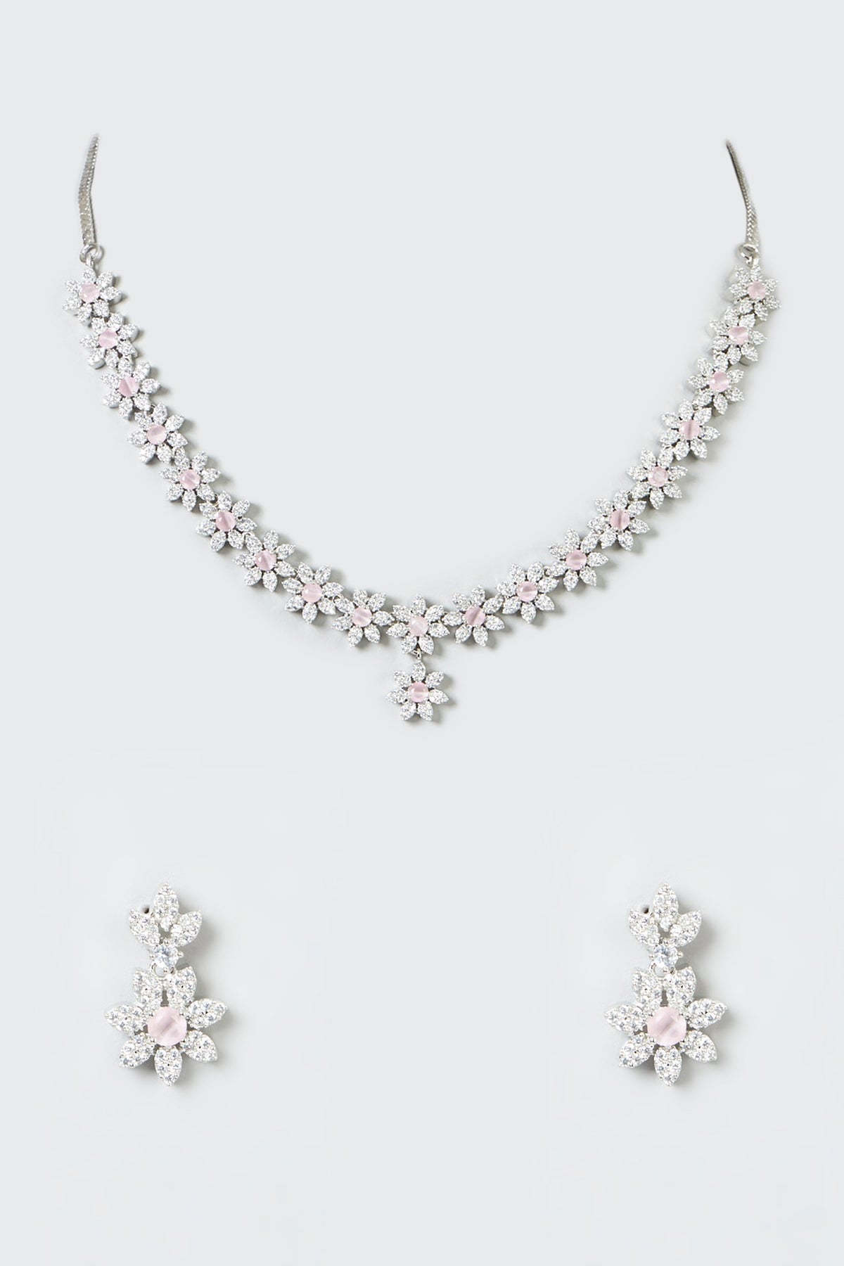 White Finish Zircon Necklace Set
