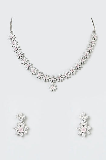 White Finish Zircon Necklace Set