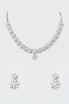 White Finish Zircon Necklace Set