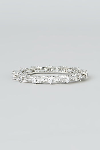 White Finish Zircon Bangle