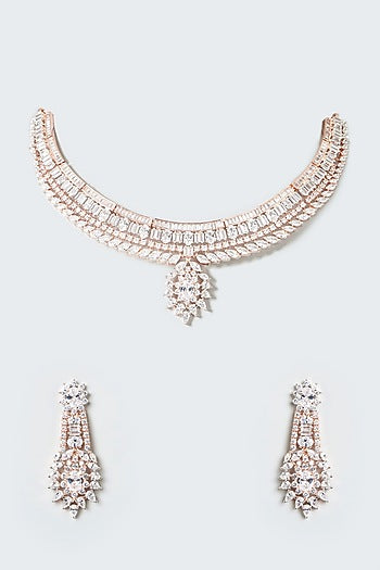 Rose Gold Finish Zircon Necklace Set