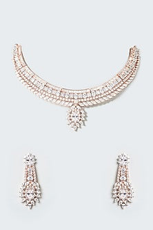 Rose Gold Finish Zircon Necklace Set