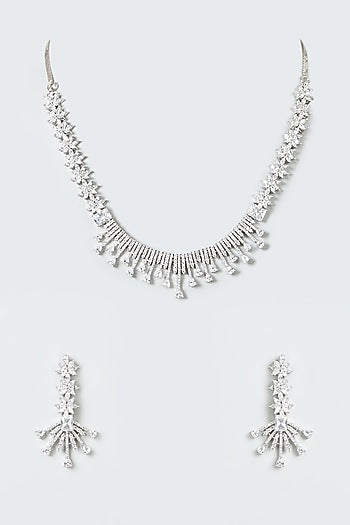 White Finish Zircon Necklace Set