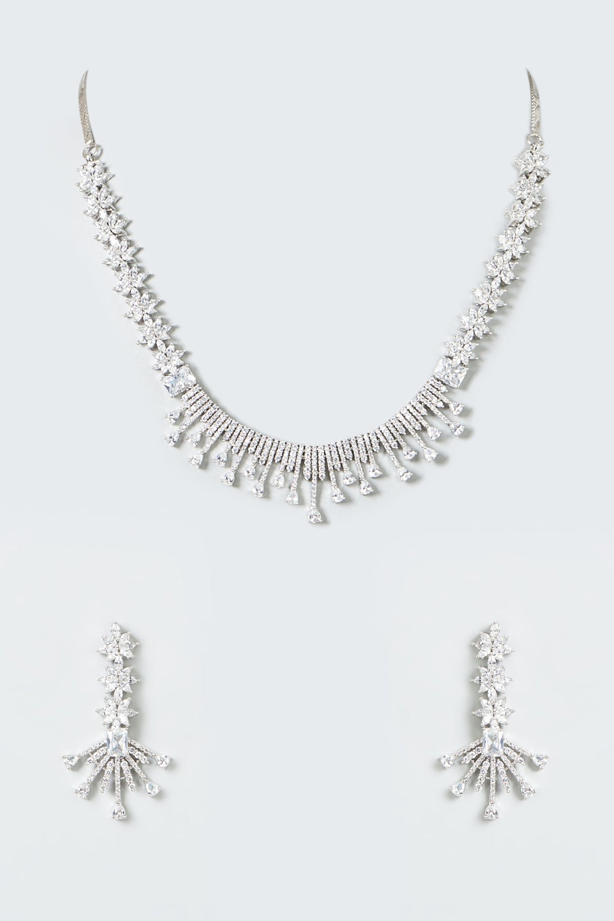 White Finish Zircon Necklace Set