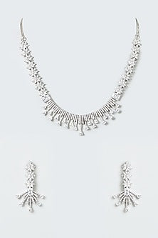 White Finish Zircon Necklace Set