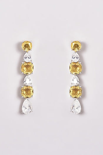 White Finish Zircon & Yellow Stone Necklace Set