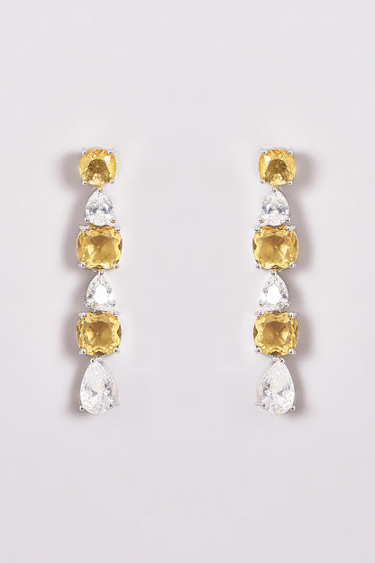 White Finish Zircon & Yellow Stone Necklace Set