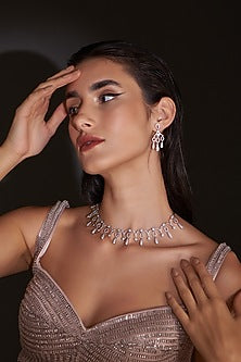 White Finish Zircon Necklace Set