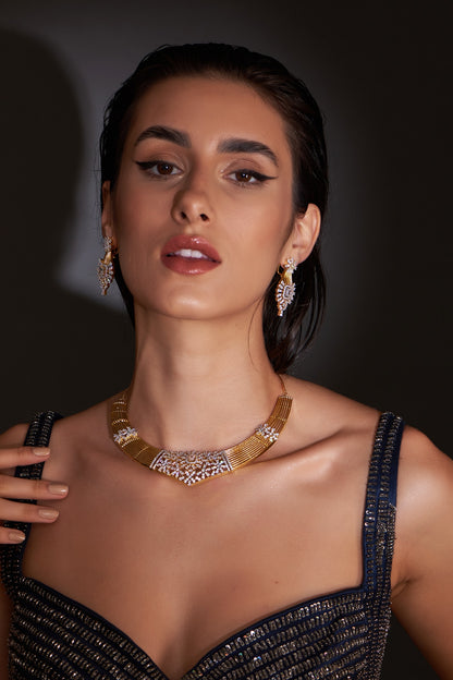 Gold Finish Zircon Necklace Set