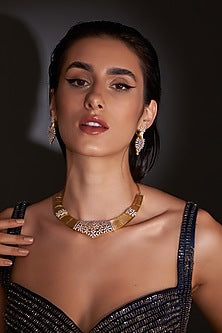 Gold Finish Zircon Necklace Set