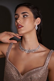 White Finish Zircon Necklace Set