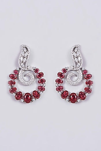 White Finish Zircons Dangler Earrings